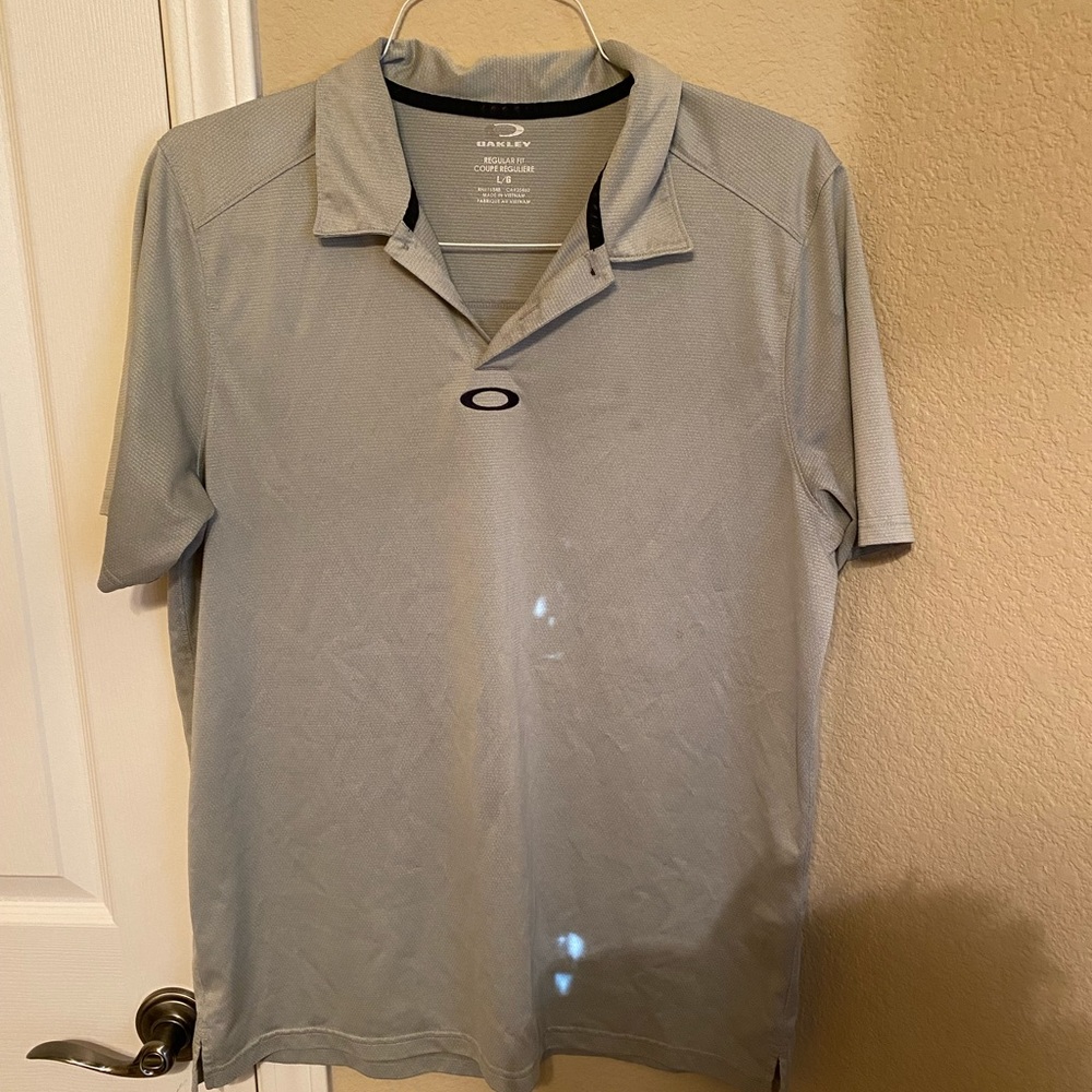 Oakley Mens Regular‎ Fit Performance Polo Shirt Gray Short Sleeve Size Large